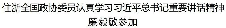 住浙全国政协委员认真学习习近平总书记重要讲话精神 廉毅敏参加