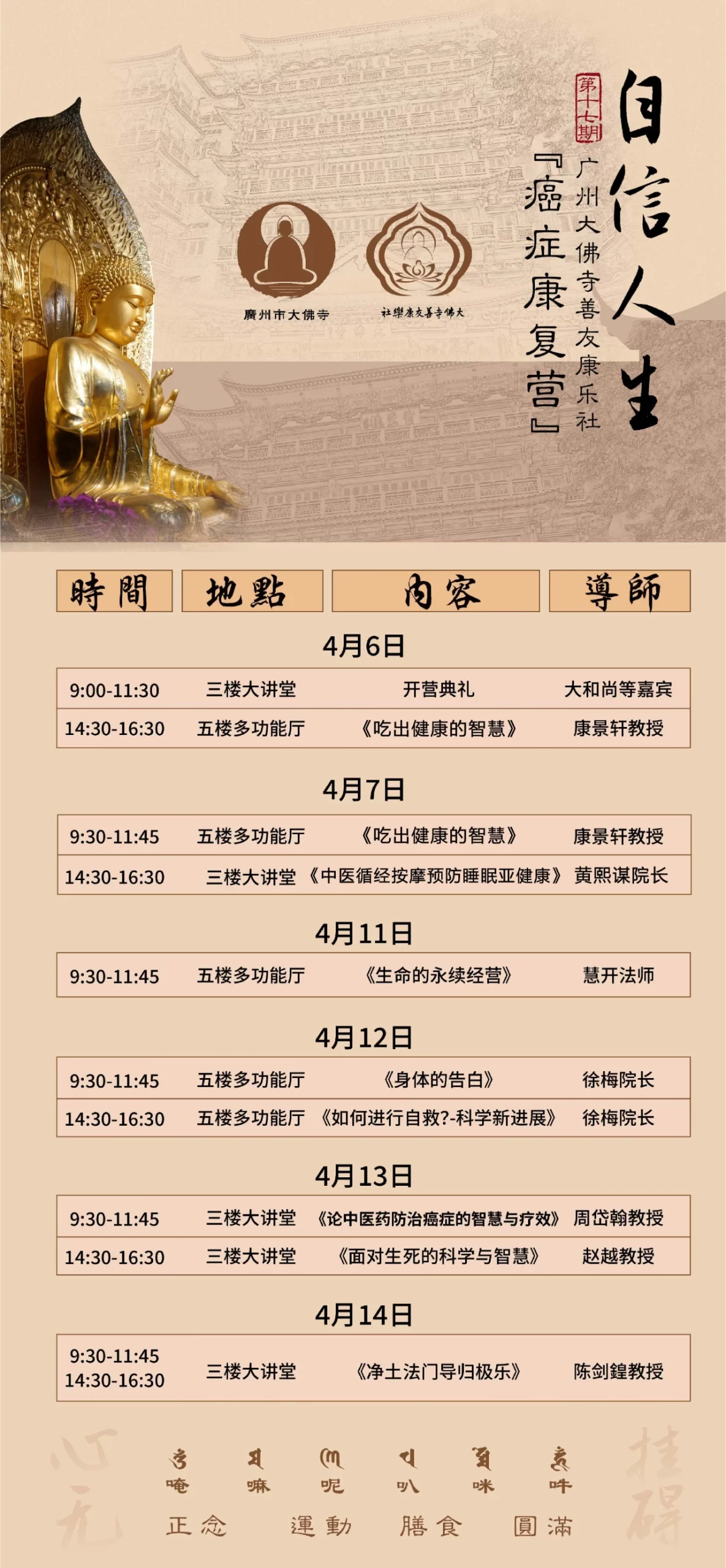 广州市大佛寺善友康乐社第十七期癌症康复营开营