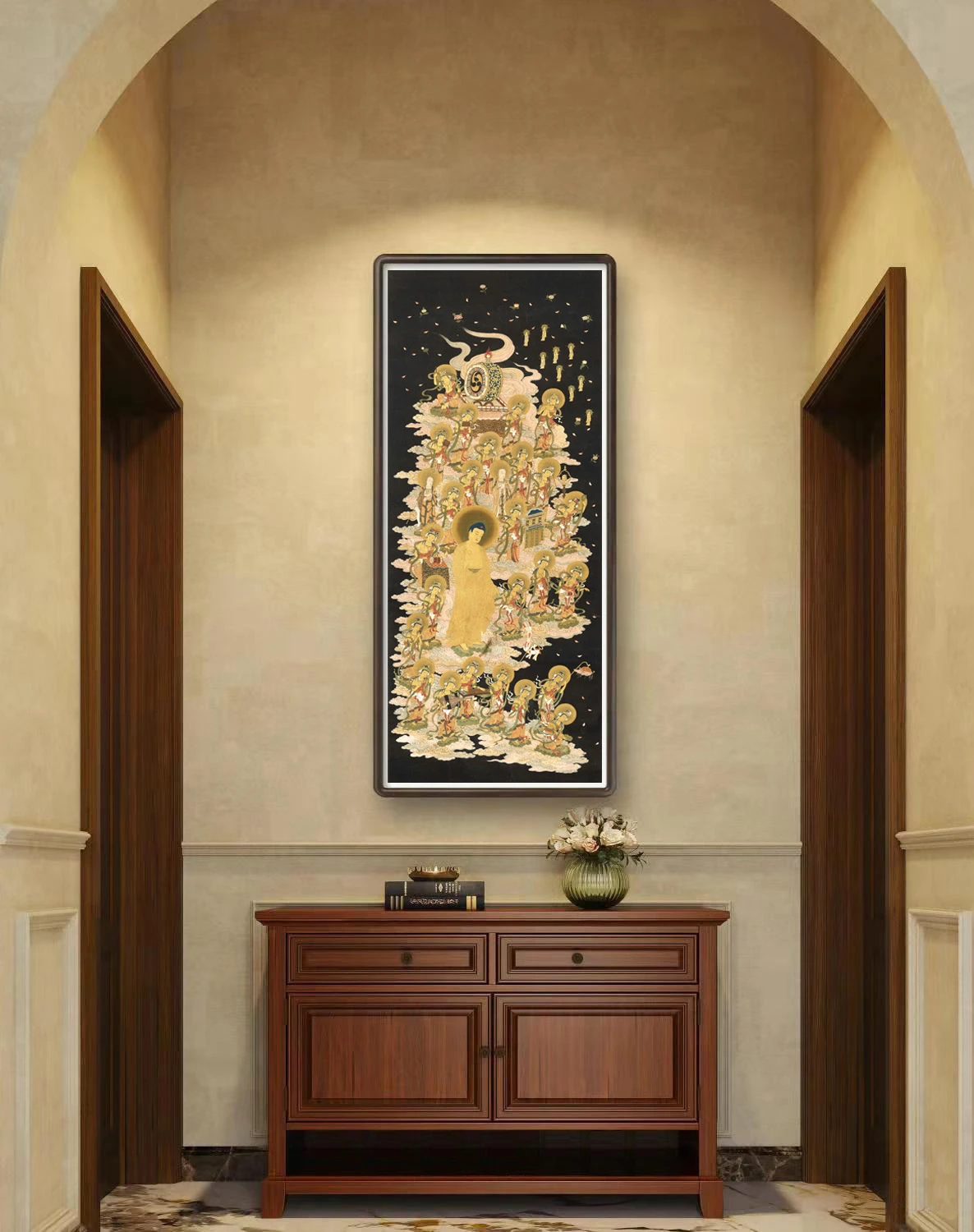 一幅十分经典的净土佛画：西方圣众来迎图